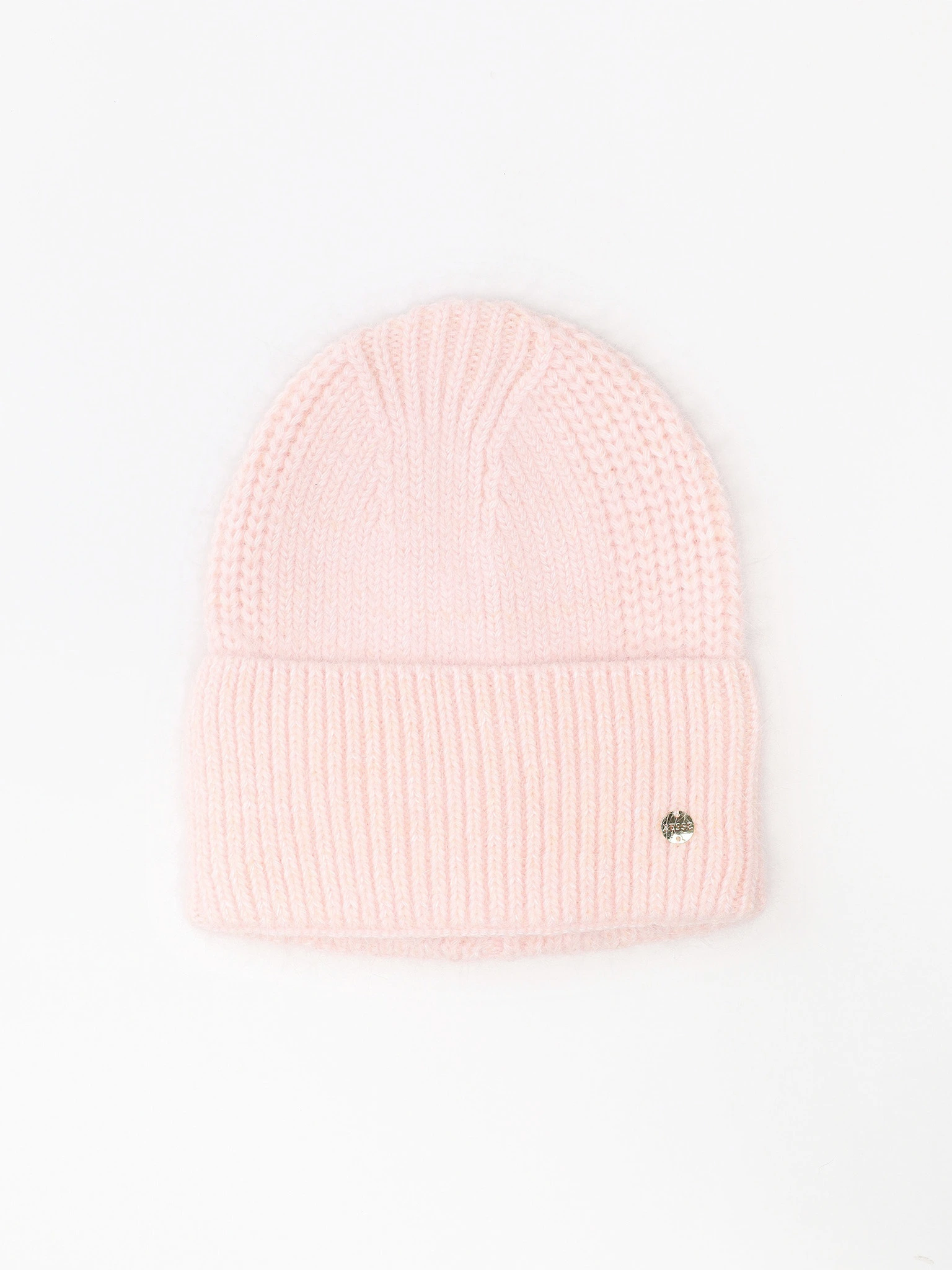 Шапка-бини из ангоры и нейлона с отворотом в ассортименте